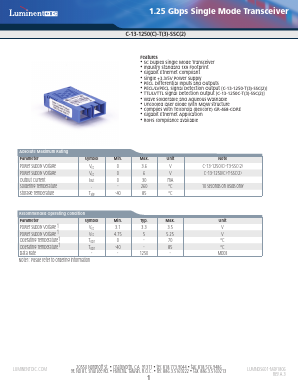 C-13-1250(C)-T-SSC(2) Datasheet PDF Source Photonics, Inc.