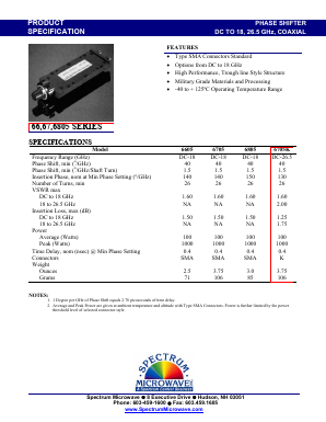 6605 Datasheet PDF Spectrum Microwave, Inc.