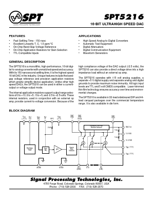 SPT5216 Datasheet PDF Signal Processing Technologies
