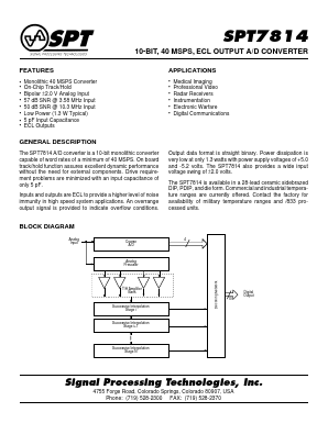 SPT7814BCU Datasheet PDF Signal Processing Technologies