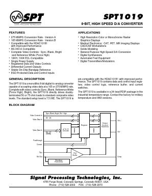 SPT1019 Datasheet PDF Signal Processing Technologies
