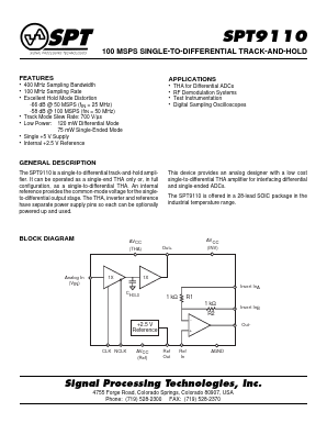SPT9110 Datasheet PDF Signal Processing Technologies