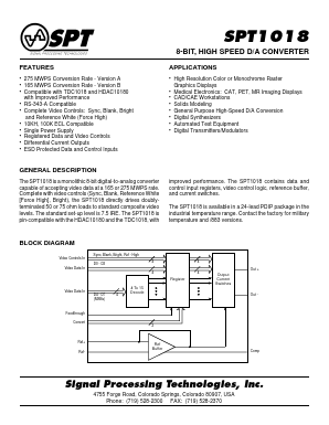 SPT1018BIN Datasheet PDF Signal Processing Technologies