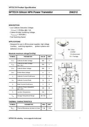 2N6512 Datasheet PDF Shenzhen SPTECH Microelectronics Co., Ltd.