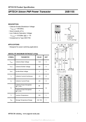 2SB1155 Datasheet PDF Shenzhen SPTECH Microelectronics Co., Ltd.