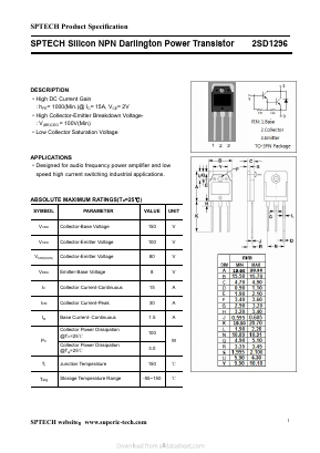 D1296 Datasheet PDF Shenzhen SPTECH Microelectronics Co., Ltd.