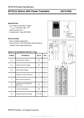 2SC3182N Datasheet PDF Shenzhen SPTECH Microelectronics Co., Ltd.