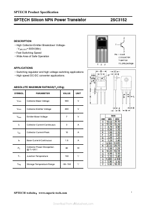 2SC3152M Datasheet PDF Shenzhen SPTECH Microelectronics Co., Ltd.