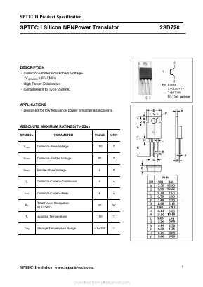 D726 Datasheet PDF Shenzhen SPTECH Microelectronics Co., Ltd.