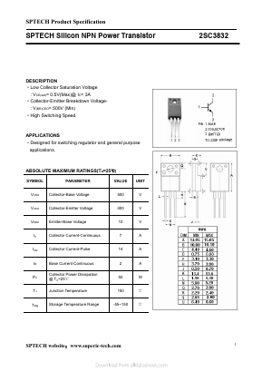 2SC3832 Datasheet PDF Shenzhen SPTECH Microelectronics Co., Ltd.