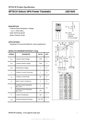 2SD1849 Datasheet PDF Shenzhen SPTECH Microelectronics Co., Ltd.