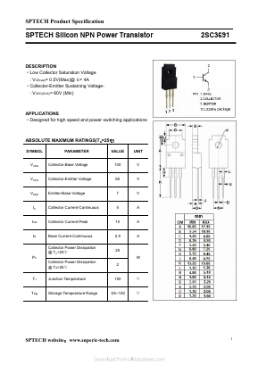 2SC3691 Datasheet PDF Shenzhen SPTECH Microelectronics Co., Ltd.