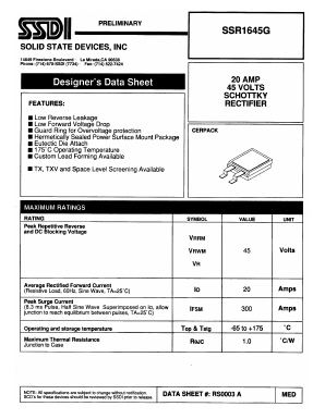 SSR1645G Datasheet PDF Solid State Devices, Inc.