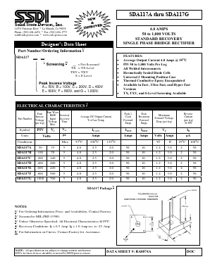 SDA117E Datasheet PDF Solid State Devices, Inc.