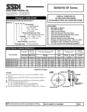 SDAD103H10UFTX Datasheet PDF Solid State Devices, Inc.