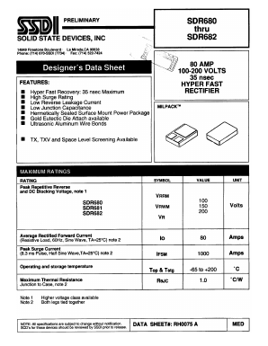 SDR682 Datasheet PDF Solid State Devices, Inc.