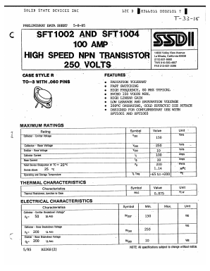 SFT1012 Datasheet PDF Solid State Devices, Inc.