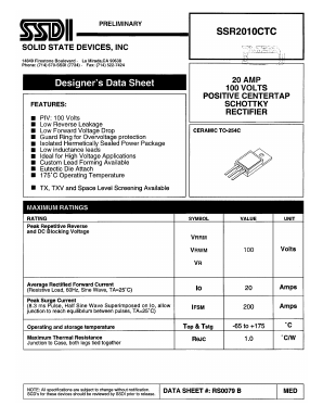 SSR2010CTC Datasheet PDF Solid State Devices, Inc.