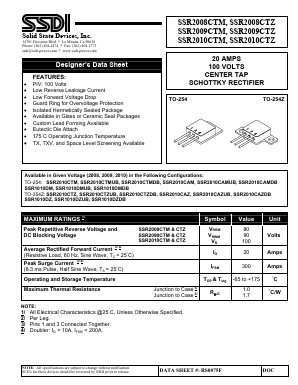 SSR2010CTM Datasheet PDF Solid State Devices, Inc.