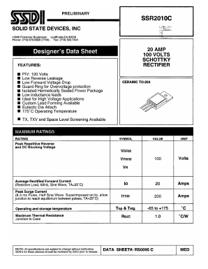 SSR2010C Datasheet PDF Solid State Devices, Inc.