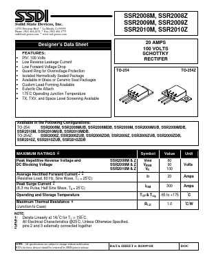 SSR2010ZUB Datasheet PDF Solid State Devices, Inc.