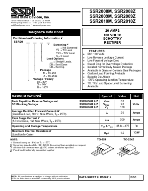 SSR2010MTXV Datasheet PDF Solid State Devices, Inc.