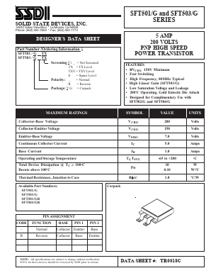 SFT501/GS Datasheet PDF Solid State Devices, Inc.