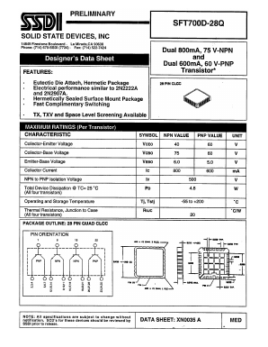 SFT700D-28Q Datasheet PDF Solid State Devices, Inc.