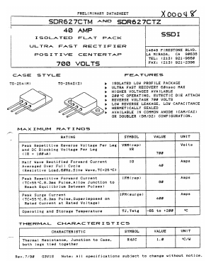 SDR627CTZ Datasheet PDF Solid State Devices, Inc.