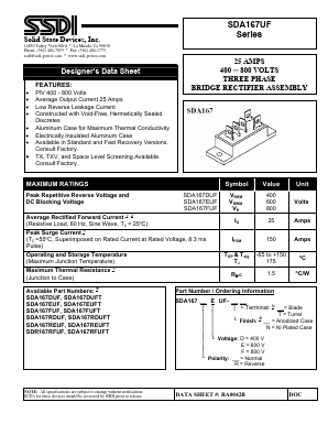 SDA167UF Datasheet PDF Solid State Devices, Inc.