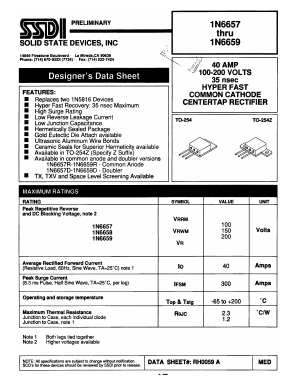 1N6657 Datasheet PDF Solid State Devices, Inc.