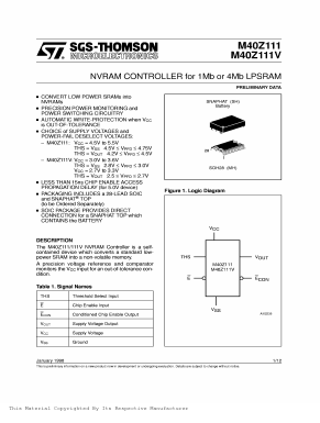 M40Z111VMH1 Datasheet PDF STMicroelectronics