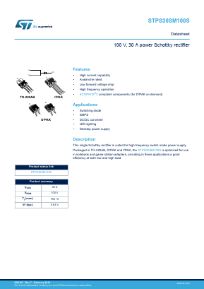 PS30SM100SG Datasheet PDF STMicroelectronics