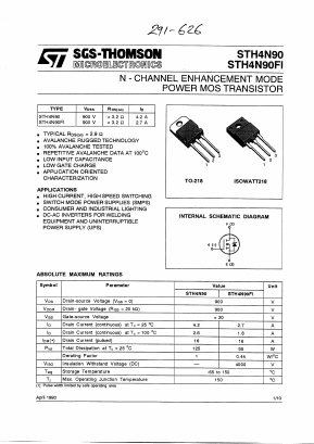 STH4N90 Datasheet PDF STMicroelectronics