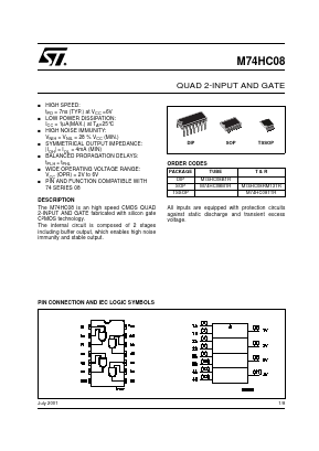 M74HC08RM13TR Datasheet PDF STMicroelectronics