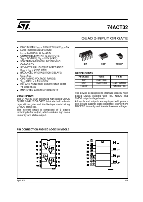 74ACT32 Datasheet PDF STMicroelectronics