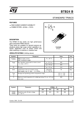 BTB24B Datasheet PDF STMicroelectronics