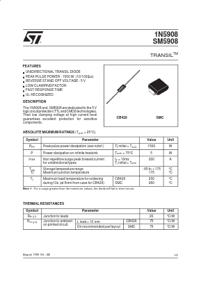 1N5908RL Datasheet PDF STMicroelectronics