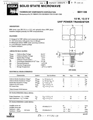 SD1136 Datasheet PDF STMicroelectronics