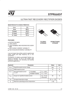 STPR520F Datasheet PDF STMicroelectronics
