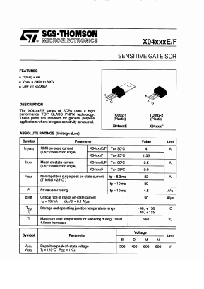 X4003BE Datasheet PDF STMicroelectronics