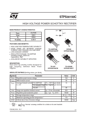 STPS30150CW Datasheet PDF STMicroelectronics