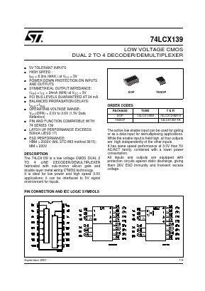 74LCX139 Datasheet PDF STMicroelectronics