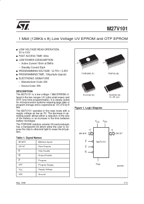 M27V101-120K1TR Datasheet PDF STMicroelectronics