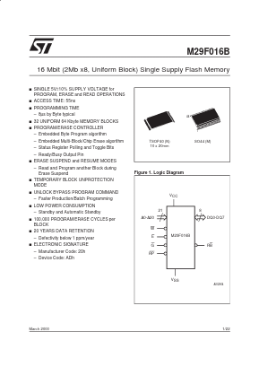 M29F016B Datasheet PDF STMicroelectronics