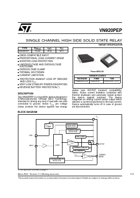 VN920PEP13TR Datasheet PDF STMicroelectronics