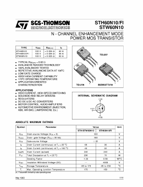 STH60N10 Datasheet PDF STMicroelectronics
