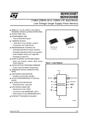 M29W200BB55M6E Datasheet PDF STMicroelectronics