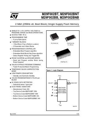 M29F002BB70P3 Datasheet PDF STMicroelectronics