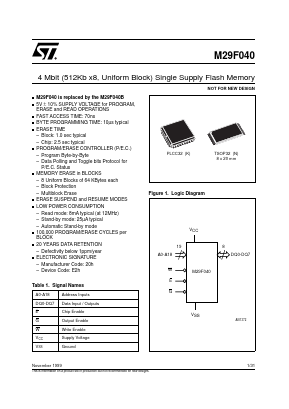 M29F040 Datasheet PDF STMicroelectronics